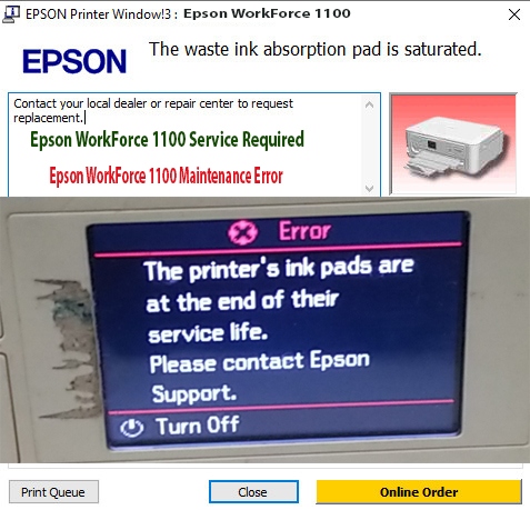 Reset Epson WorkForce 1100 Step 1